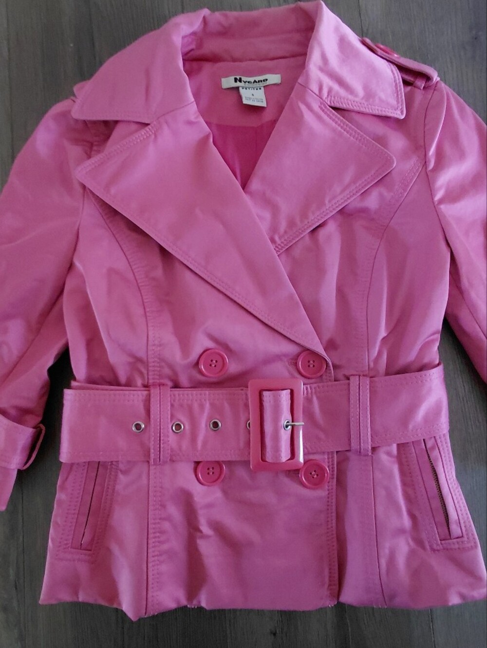 Y2K Pink Belted Trench Jacket - Picture 2 of 6